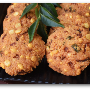 Golden-brown crispy Parippu Vada, a traditional Indian lentil fritter